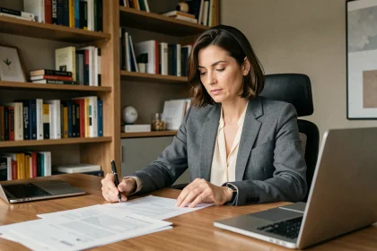 Femme en télétravail étudiant ses droits aux allocations chômage après une démission légitime
