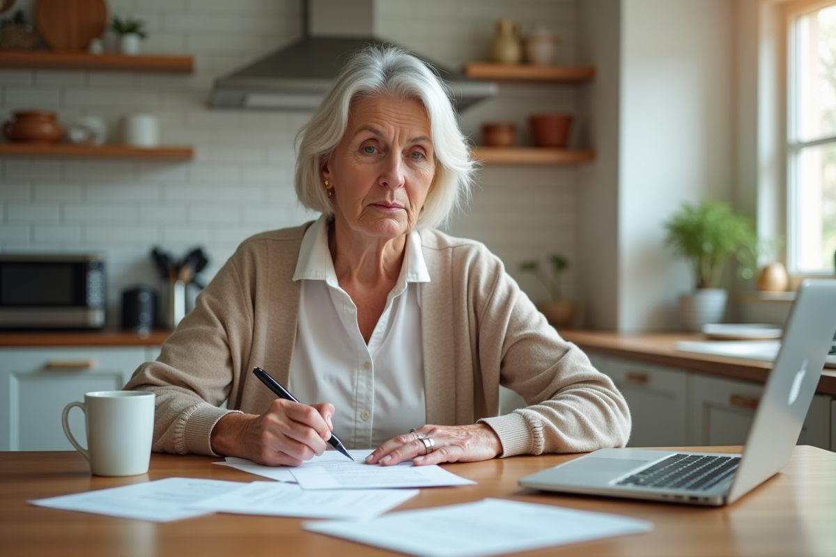 Femme remplissant des formulaires d