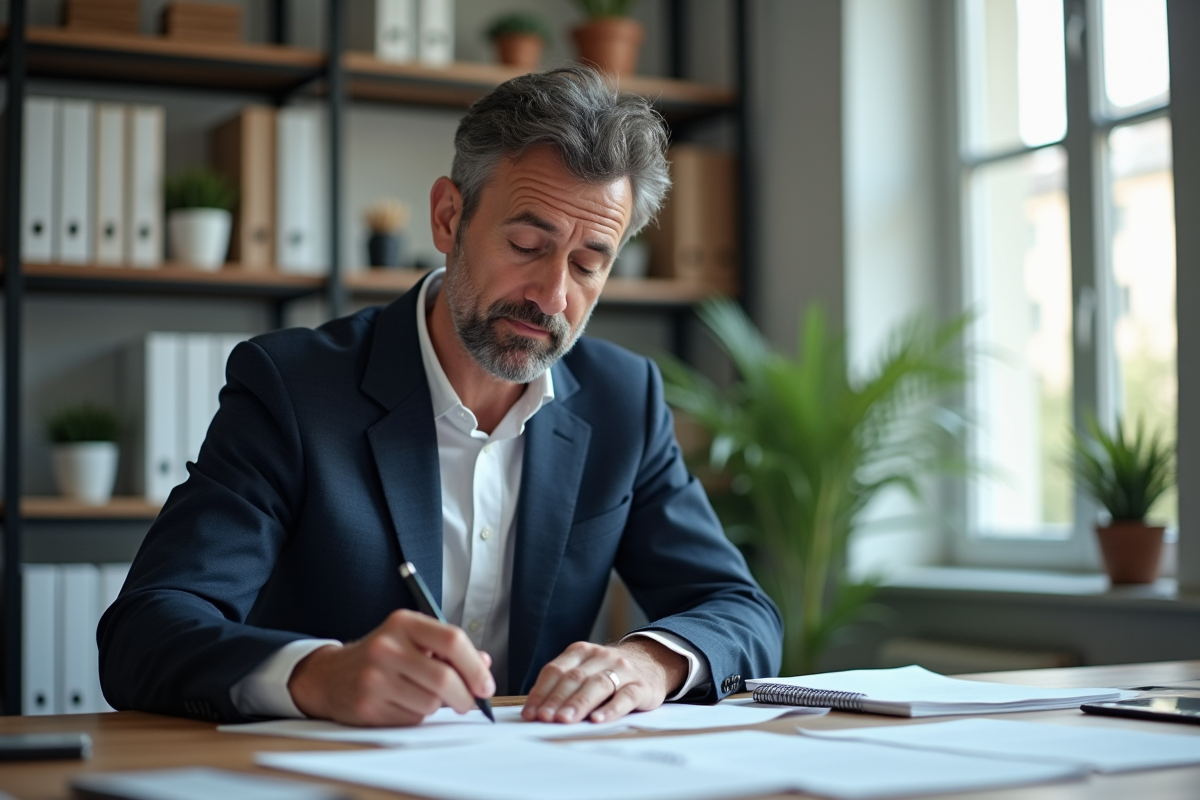 Homme d'affaires français en réunion au bureau