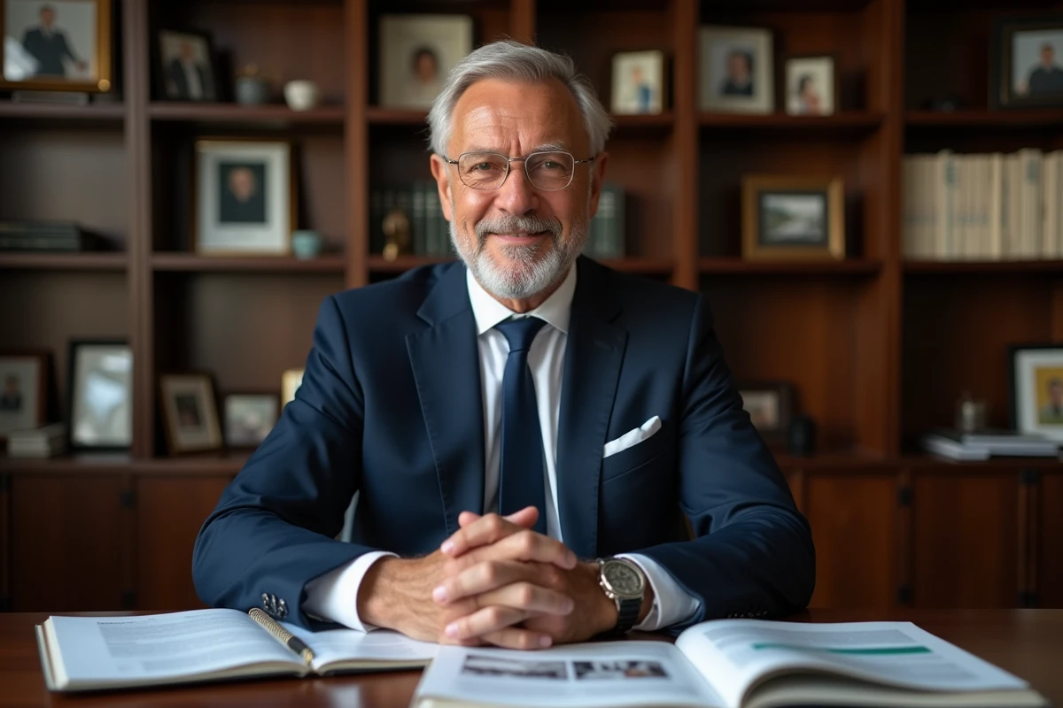 Homme français en costume dans un bureau élégant