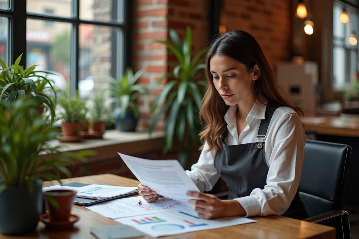 Jeune femme d affaires dans un bureau de boucherie