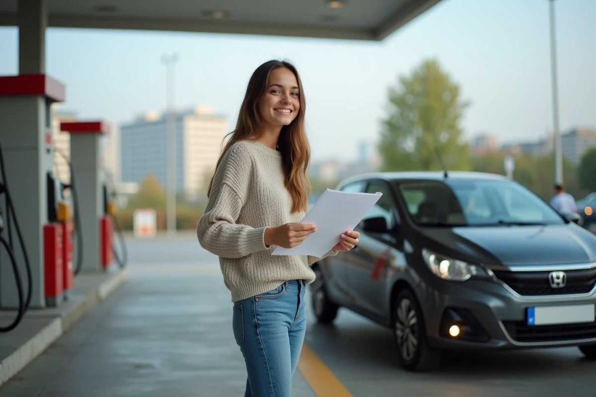 Jeune femme souriante à côté d