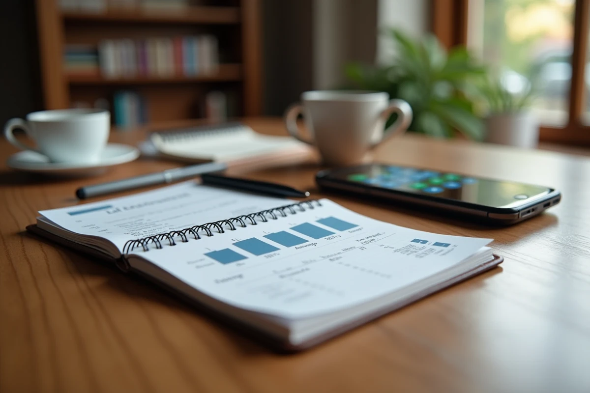 Livret A et application bancaire sur smartphone posés sur un bureau, symbolisant la gestion de l'épargne en 2026