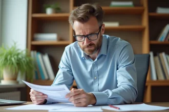 Professeur homme regardant une simulation de salaire